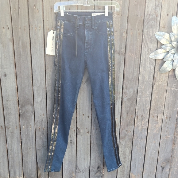Stylish Blue Jeans with Side Stripes - Picture 1 of 6